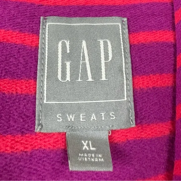 Gap Hoodie Cloud Light Pullover Sweatshirt Knit Striped Purple Red Jersey Fabric - Picture 8 of 8